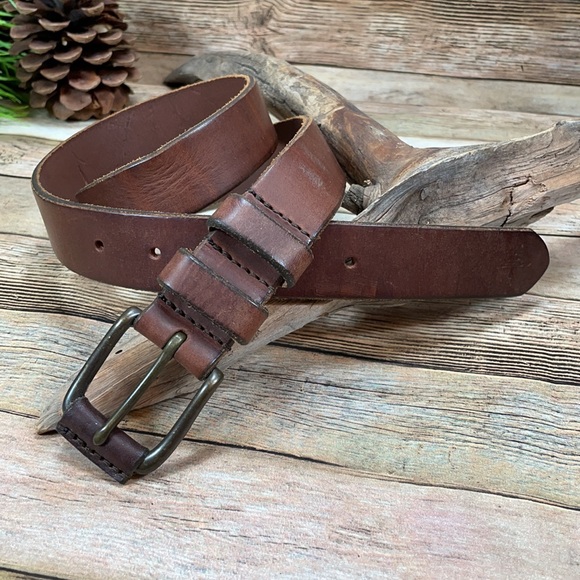 J. Crew Brown Leather Belt Men’s Size 32 - Picture 11 of 11